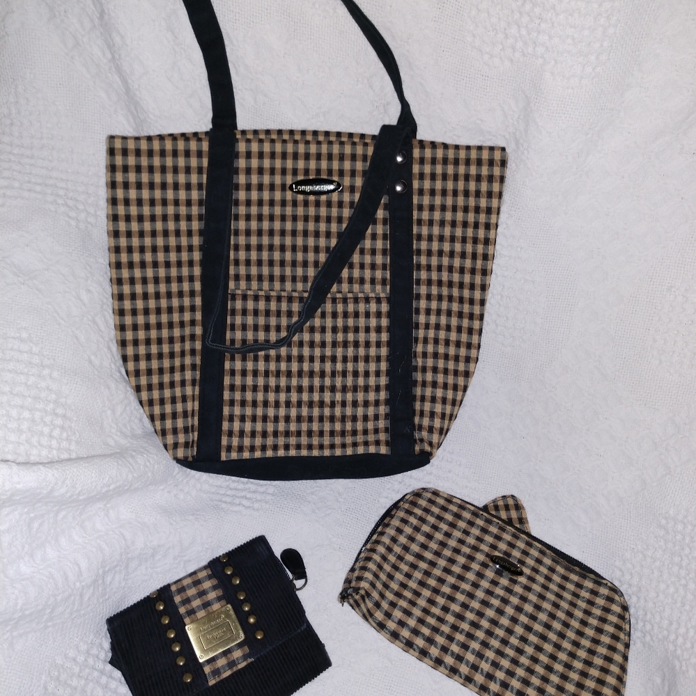 Longaberger purse w/cosmetic bag and wallet